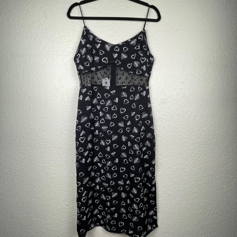 Cider Little Black Heart Midi Dress NWT